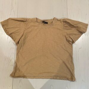 Tuckernuck Pomander Place Tommy Flutter Sleeve Cotton Crewneck Tee Tan XXL 2XL